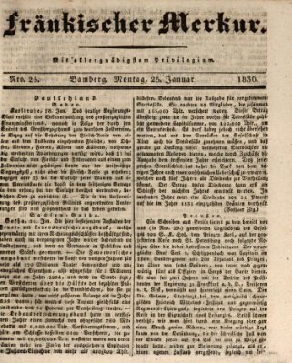 Fränkischer Merkur (Bamberger Zeitung) Montag 25. Januar 1836