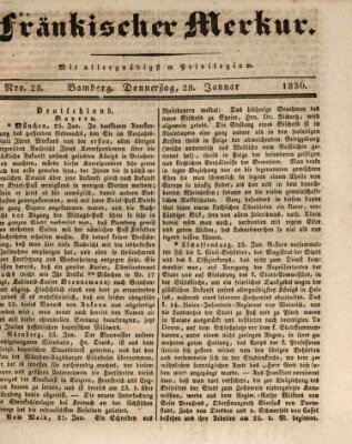 Fränkischer Merkur (Bamberger Zeitung) Donnerstag 28. Januar 1836