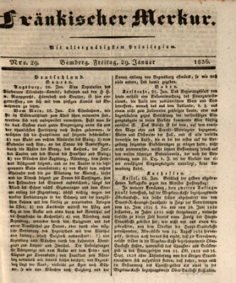 Fränkischer Merkur (Bamberger Zeitung) Freitag 29. Januar 1836