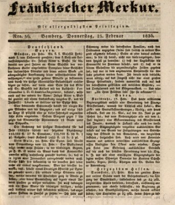 Fränkischer Merkur (Bamberger Zeitung) Donnerstag 25. Februar 1836