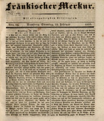 Fränkischer Merkur (Bamberger Zeitung) Sonntag 28. Februar 1836