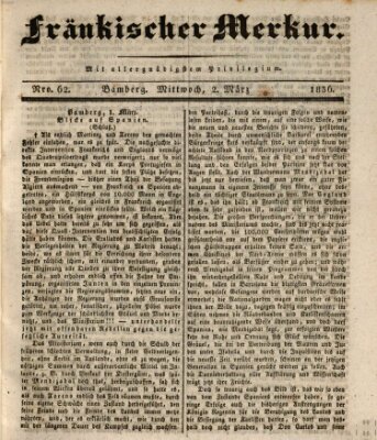 Fränkischer Merkur (Bamberger Zeitung) Mittwoch 2. März 1836