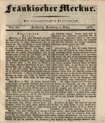 Fränkischer Merkur (Bamberger Zeitung) Samstag 5. März 1836