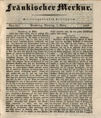 Fränkischer Merkur (Bamberger Zeitung) Montag 7. März 1836