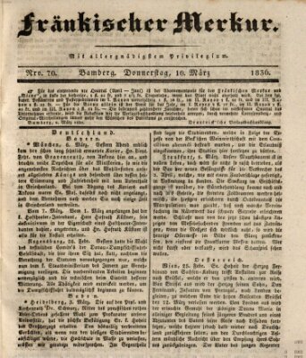 Fränkischer Merkur (Bamberger Zeitung) Donnerstag 10. März 1836