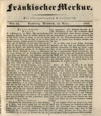 Fränkischer Merkur (Bamberger Zeitung) Mittwoch 23. März 1836