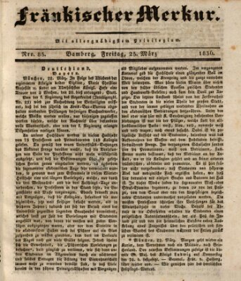 Fränkischer Merkur (Bamberger Zeitung) Freitag 25. März 1836