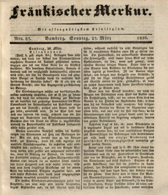 Fränkischer Merkur (Bamberger Zeitung) Sonntag 27. März 1836