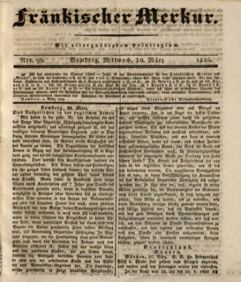 Fränkischer Merkur (Bamberger Zeitung) Mittwoch 30. März 1836