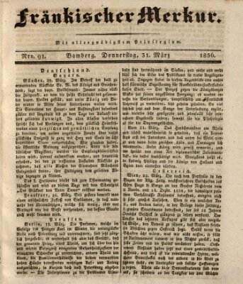 Fränkischer Merkur (Bamberger Zeitung) Donnerstag 31. März 1836