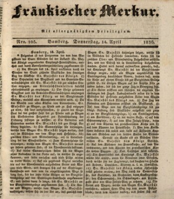 Fränkischer Merkur (Bamberger Zeitung) Donnerstag 14. April 1836