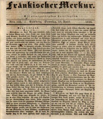 Fränkischer Merkur (Bamberger Zeitung) Sonntag 17. April 1836