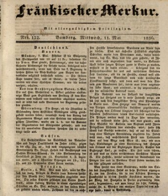 Fränkischer Merkur (Bamberger Zeitung) Mittwoch 11. Mai 1836