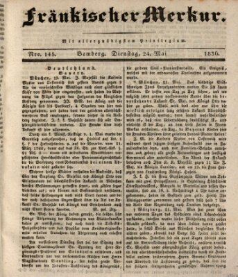 Fränkischer Merkur (Bamberger Zeitung) Dienstag 24. Mai 1836