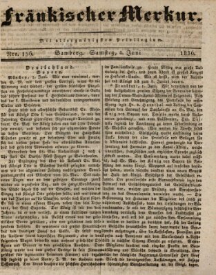 Fränkischer Merkur (Bamberger Zeitung) Samstag 4. Juni 1836