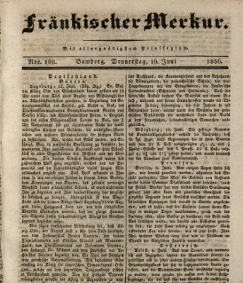 Fränkischer Merkur (Bamberger Zeitung) Donnerstag 16. Juni 1836