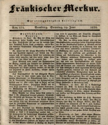 Fränkischer Merkur (Bamberger Zeitung) Sonntag 19. Juni 1836