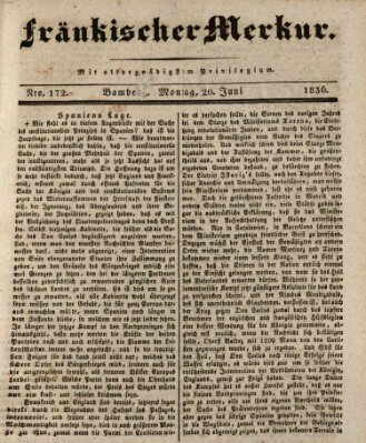 Fränkischer Merkur (Bamberger Zeitung) Montag 20. Juni 1836