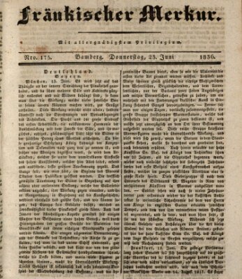 Fränkischer Merkur (Bamberger Zeitung) Donnerstag 23. Juni 1836