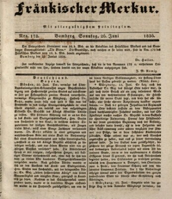 Fränkischer Merkur (Bamberger Zeitung) Sonntag 26. Juni 1836