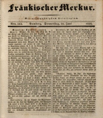 Fränkischer Merkur (Bamberger Zeitung) Donnerstag 30. Juni 1836