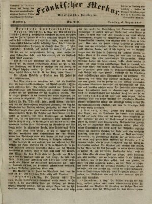 Fränkischer Merkur (Bamberger Zeitung) Samstag 6. August 1836