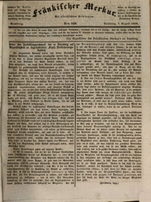 Fränkischer Merkur (Bamberger Zeitung) Sonntag 7. August 1836