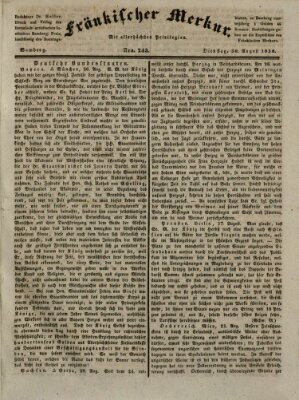 Fränkischer Merkur (Bamberger Zeitung) Dienstag 30. August 1836