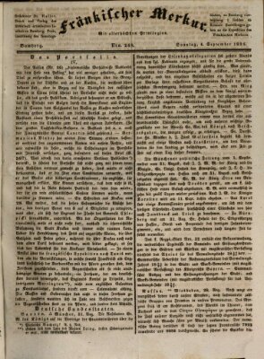 Fränkischer Merkur (Bamberger Zeitung) Sonntag 4. September 1836