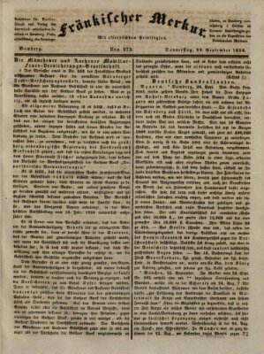 Fränkischer Merkur (Bamberger Zeitung) Donnerstag 29. September 1836