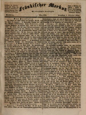 Fränkischer Merkur (Bamberger Zeitung) Samstag 1. Oktober 1836