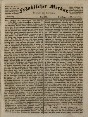 Fränkischer Merkur (Bamberger Zeitung) Dienstag 11. Oktober 1836