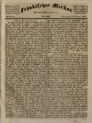 Fränkischer Merkur (Bamberger Zeitung) Sonntag 16. Oktober 1836