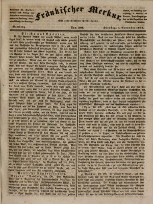 Fränkischer Merkur (Bamberger Zeitung) Dienstag 1. November 1836