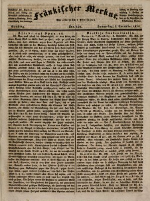 Fränkischer Merkur (Bamberger Zeitung) Donnerstag 3. November 1836