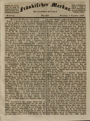 Fränkischer Merkur (Bamberger Zeitung) Mittwoch 7. Dezember 1836