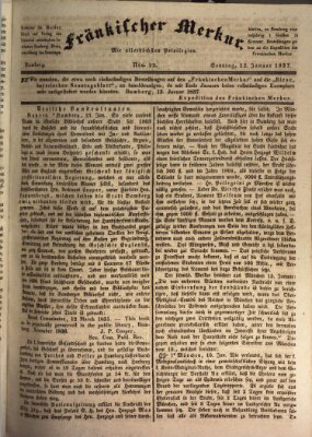 Fränkischer Merkur (Bamberger Zeitung) Sonntag 22. Januar 1837