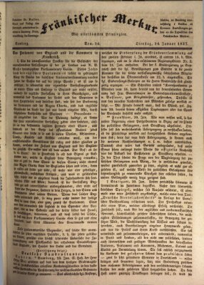 Fränkischer Merkur (Bamberger Zeitung) Dienstag 24. Januar 1837