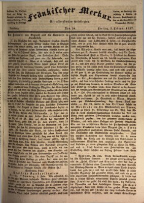 Fränkischer Merkur (Bamberger Zeitung) Freitag 3. Februar 1837