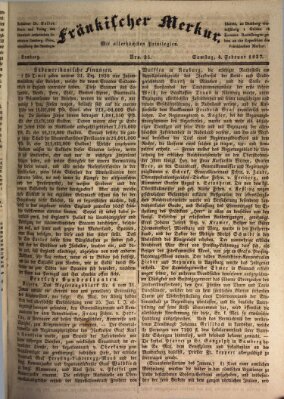 Fränkischer Merkur (Bamberger Zeitung) Samstag 4. Februar 1837