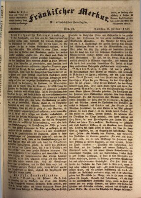 Fränkischer Merkur (Bamberger Zeitung) Samstag 11. Februar 1837