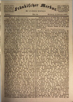 Fränkischer Merkur (Bamberger Zeitung) Mittwoch 22. Februar 1837