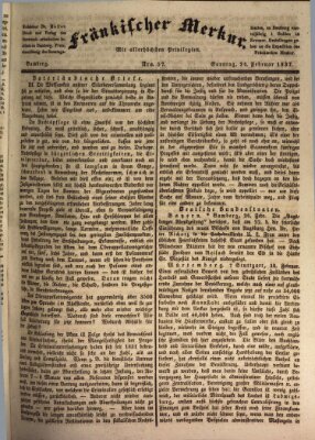 Fränkischer Merkur (Bamberger Zeitung) Sonntag 26. Februar 1837