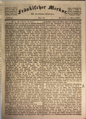 Fränkischer Merkur (Bamberger Zeitung) Mittwoch 15. März 1837