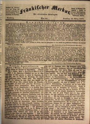 Fränkischer Merkur (Bamberger Zeitung) Samstag 25. März 1837