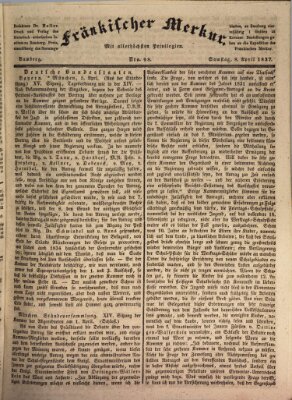 Fränkischer Merkur (Bamberger Zeitung) Samstag 8. April 1837