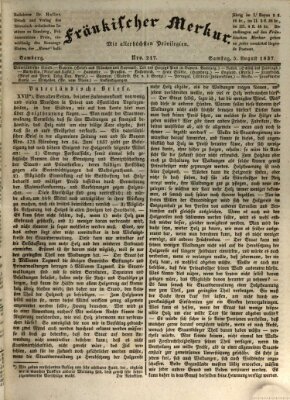 Fränkischer Merkur (Bamberger Zeitung) Samstag 5. August 1837