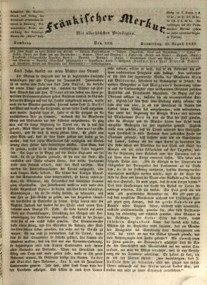 Fränkischer Merkur (Bamberger Zeitung) Donnerstag 10. August 1837