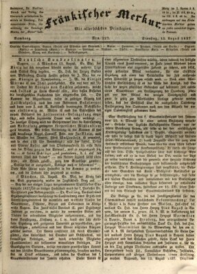 Fränkischer Merkur (Bamberger Zeitung) Dienstag 15. August 1837