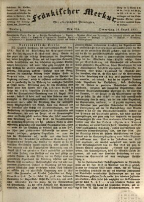 Fränkischer Merkur (Bamberger Zeitung) Donnerstag 24. August 1837